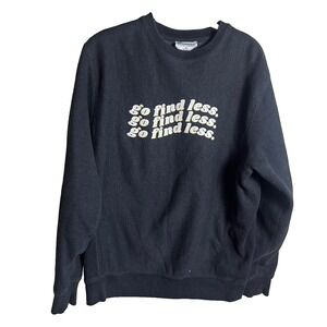 Go Find Less Gray Long Sleeve Retro Sweater Size M Comfy‎ Cozy Funny Warm y2k